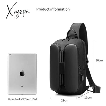 Xajzpa - Menโs Multifunction Shoulder Bag Usb Crossbody Sling Chest Bags Waterproof Travel